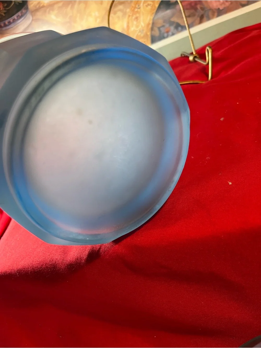 Blue Frosted Glass Canister with Lid - Unbranded